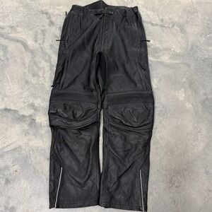 BRP Leather Motorcycle Pants Mens Black Excellent Padded Biker Trousers
